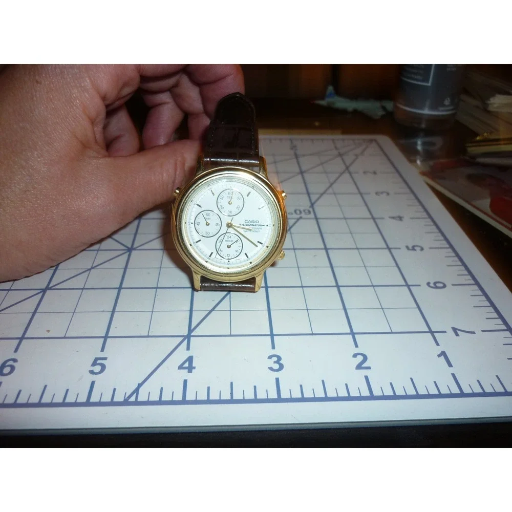 RARE Vintage Casio MQB-100 Chronograph Watch 1323 Japan Gold‎ Tone Clean - FS